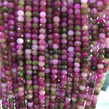 Natural Stone Tourmaline Jades Faceted Round Spacer Beads