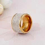 Women's CZ Stone Stainless Steel Engagement Ring 16mm Width