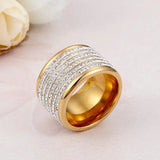 Women's CZ Stone Stainless Steel Engagement Ring 16mm Width