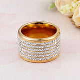 Women's CZ Stone Stainless Steel Engagement Ring 16mm Width