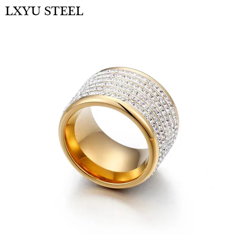 Women's CZ Stone Stainless Steel Engagement Ring 16mm Width