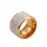 Women's CZ Stone Stainless Steel Engagement Ring 16mm Width