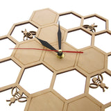 Geometric Wood Clock - Honey Bee and Honey Comb Hexagon Wall Decor