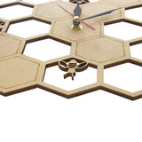Geometric Wood Clock - Honey Bee and Honey Comb Hexagon Wall Decor