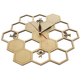 Geometric Wood Clock - Honey Bee and Honey Comb Hexagon Wall Decor