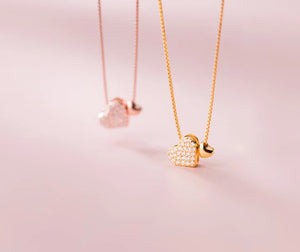 925 Silver Heart Pendant Choker Necklace