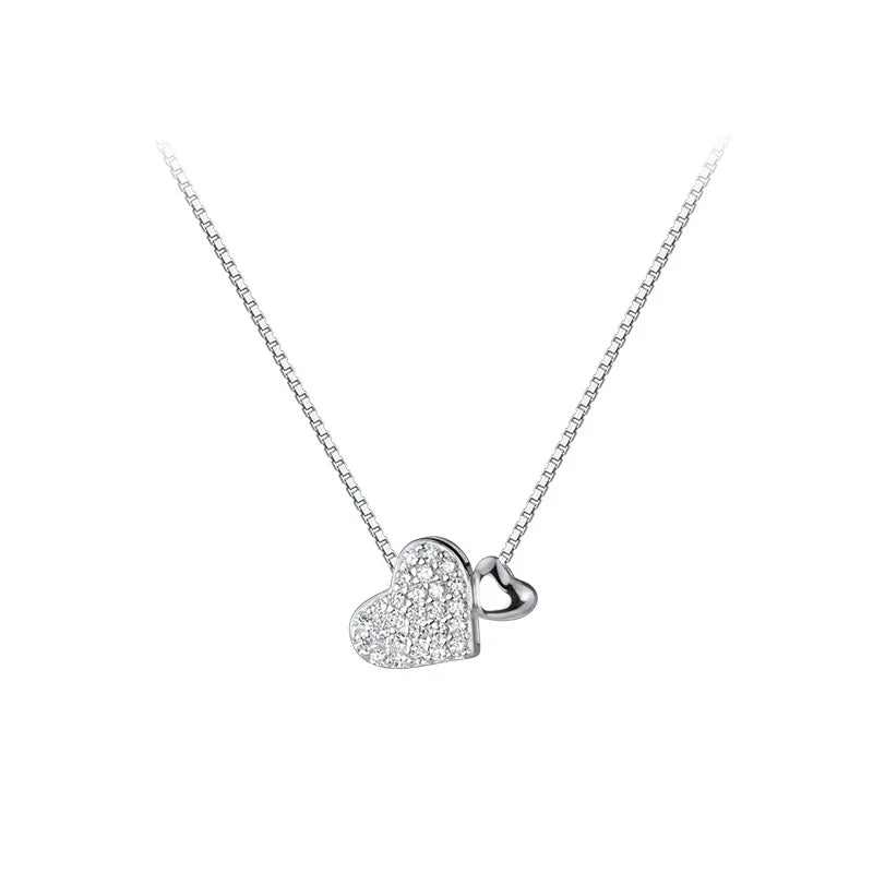 925 Silver Heart Pendant Choker Necklace