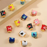 10pcs Colorful Enamel Love Heart Cup Charms DIY Necklace Keychain