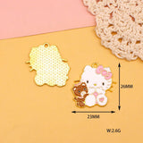 10pcs Pink Kitty Cat Charms Pendant DIY Keychain Earring Necklace