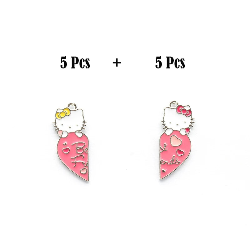10pcs Pink Kitty Cat Charms Pendant DIY Keychain Earring Necklace