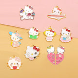 10pcs Pink Kitty Cat Charms Pendant DIY Keychain Earring Necklace