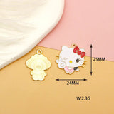 10pcs Pink Kitty Cat Charms Pendant DIY Keychain Earring Necklace