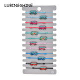 12pcs Elastic Carton Bus Charms Bracelets Women Child Rope Chain Wristband