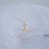 14K Bear Pendant Long Chain Necklace for Women Jewelry