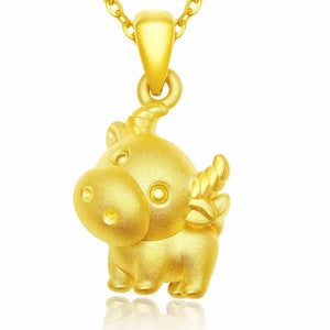 14K Cow Necklace for Women Girl Wedding Jewelry Pendant