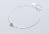 925 Sterling Silver Golden Daisy Anklet Bracelet