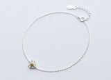 925 Sterling Silver Golden Daisy Anklet Bracelet