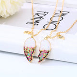 2 Pcs BFF Heart Pendant Necklace Couple Chain Jewelry
