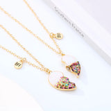 2 Pcs BFF Heart Pendant Necklace Couple Chain Jewelry