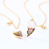 2 Pcs BFF Heart Pendant Necklace Couple Chain Jewelry