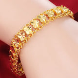 24K Yellow Bracelet for Women Wedding Engagement Jewelry