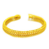 24K Yellow Bracelet for Women Widen Watch Chain Not Fade Fine Jewelry