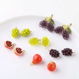 3D Resin Jewelry Charms Fruit Grape Pomegranate 20pcs