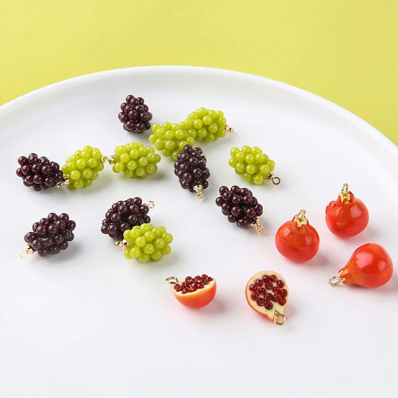 3D Resin Jewelry Charms Fruit Grape Pomegranate 20pcs