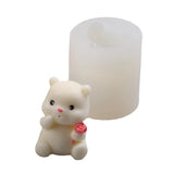 3D Heart Love Bear Silicone Mold DIY Soap Candle Chocolate Mould