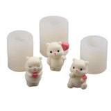3D Heart Love Bear Silicone Mold DIY Soap Candle Chocolate Mould