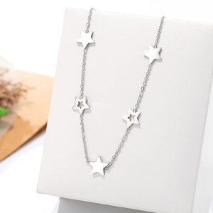 5 Pcs Star Pendant Necklace Stainless Steel Christmas Present
