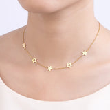 5 Pcs Star Pendant Necklace Stainless Steel Christmas Present