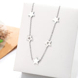 5 Pcs Star Pendant Necklace Stainless Steel Christmas Present