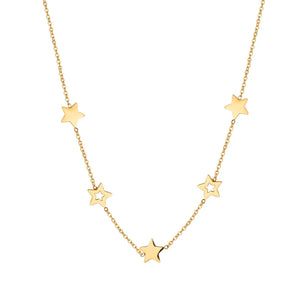 5 Pcs Star Pendant Necklace Stainless Steel Christmas Present