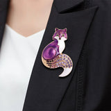 6PCS Fox Brooch Pins Enamel Rhinestone Crystal Animal Brooches Set