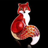6PCS Fox Brooch Pins Enamel Rhinestone Crystal Animal Brooches Set
