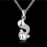 925 Silver Fox Pendant Necklace Cubic Zirconia Charm Sterling Silver Necklace