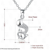 925 Silver Fox Pendant Necklace Cubic Zirconia Charm Sterling Silver Necklace