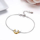 925 Sterling Silver Chain Moon Cat Gatos Charm Bracelet Women Girls Jewelry