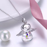 925 Silver Angel Pendant Necklace Austrian Crystal Figure