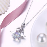 925 Silver Angel Pendant Necklace Austrian Crystal Figure