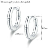 925 Silver Bamboo Circles Small Huggie Hoop Earrings For Women Girls