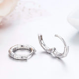 925 Silver Bamboo Circles Small Huggie Hoop Earrings For Women Girls