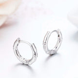 925 Silver Bamboo Circles Small Huggie Hoop Earrings For Women Girls