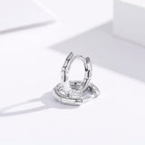 925 Silver Bamboo Circles Small Huggie Hoop Earrings For Women Girls