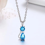 925 Silver Gatos Small Cats Charm Pendant Necklace For Women Girls