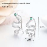 925 Silver CZ Snake Ear Climber Earrings
