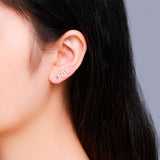 925 Silver CZ Snake Ear Climber Earrings