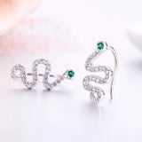 925 Silver CZ Snake Ear Climber Earrings