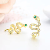 925 Silver CZ Snake Ear Climber Earrings
